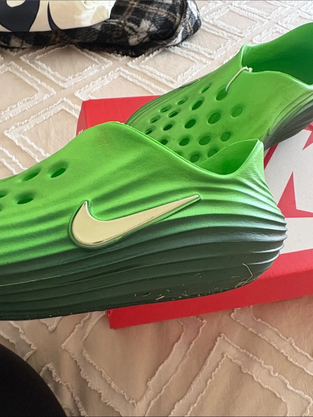 Nike Kids Green Gradient Slip-On Clog with Silver Swoosh